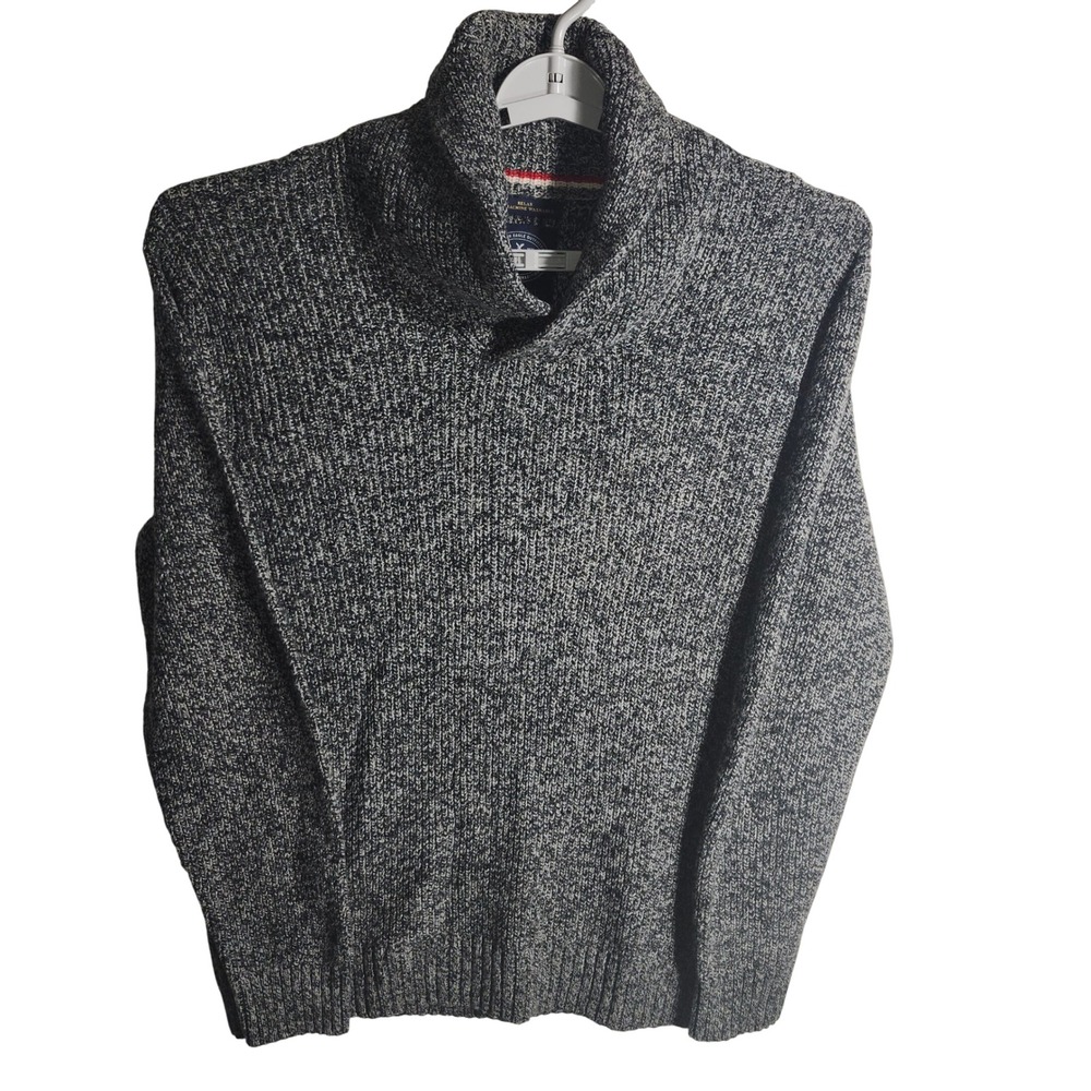 American Eagle Outfitters Men's Athletic Fit‎ Shawl Collar Sweater L/G Gray Knit